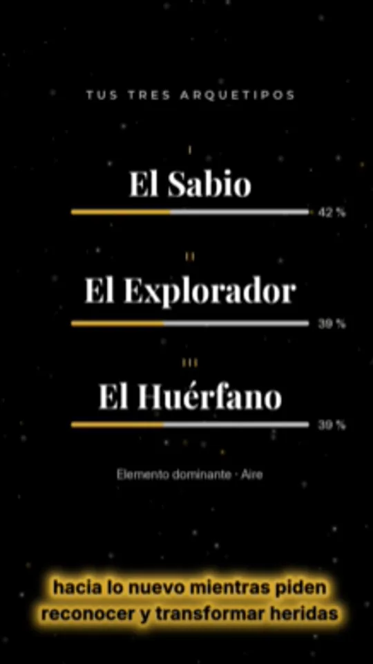 Fotograma de un vídeo de carta astral: los tres arquetipos, El Sabio, El Explorador y El Huérfano.